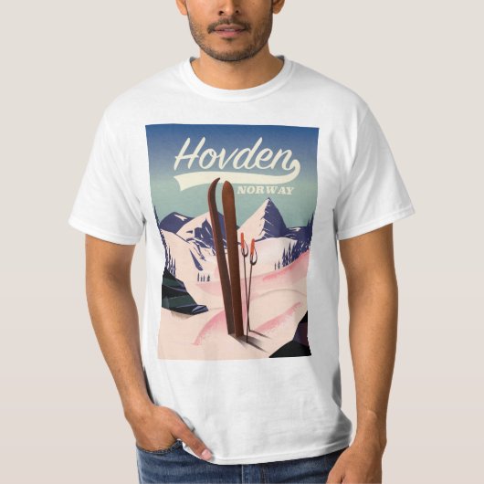 Hovden Norwegen Ski Reiseplakat. T-Shirt (Vorderseite)
