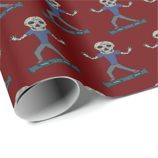 Hoverboard Skeleton Geschenkpapier (Rolleneckpunkt)