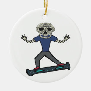 Hoverboard Skeleton Keramik Ornament