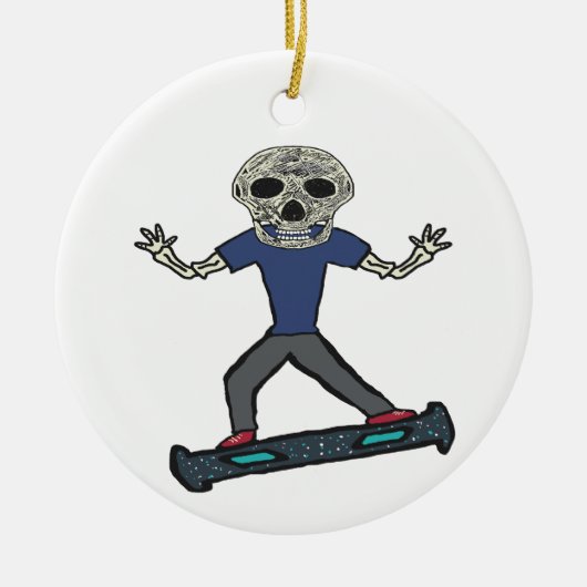 Hoverboard Skeleton Keramik Ornament (Vorne)