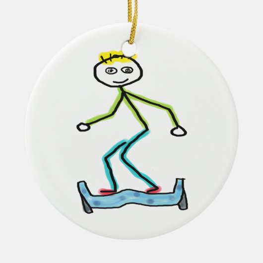 Hoverboard-Strichmännchen Keramik Ornament (Vorne)