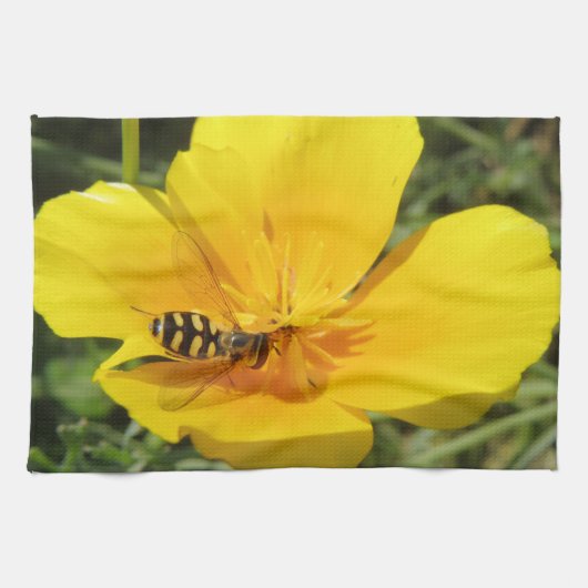 Hoverfly und Blume Küchentücher (Horizontal)