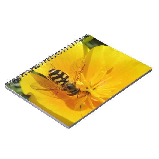 Hoverfly und Blume-Notebook Notizblock (Linke Seite)