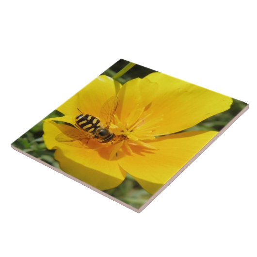 Hoverfly und Blume Tile Fliese (Seite)