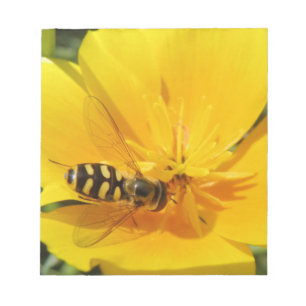 Hoverfly und Blumen Notepad Notizblock