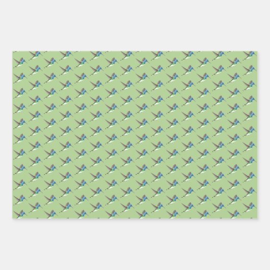 Hovering Jacobin Hummingbird - transp. 3 Farben. Geschenkpapier Set (Vorderseite 2)