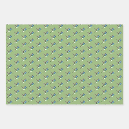 Hovering Jacobin Hummingbird - transp. 3 Farben. Geschenkpapier Set (Vorderseite)