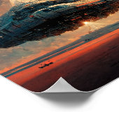 Hovering Spaceship Sci-Fi Art Poster (Ecke)