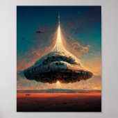 Hovering Spaceship Sci-Fi Art Poster (Vorne)