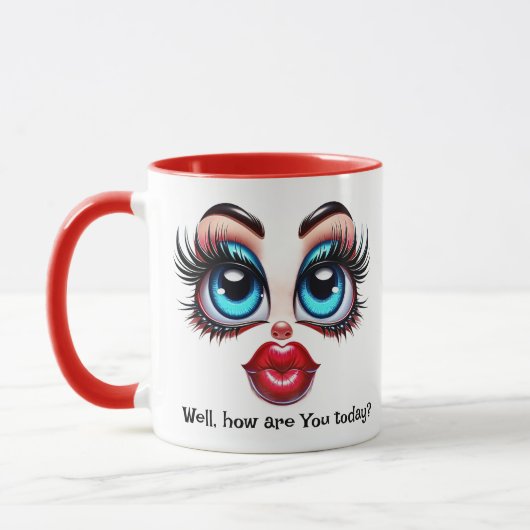 How Are You?  Add Name Message, Fabulous Eyes Face Tasse (Links)