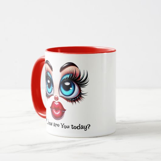 How Are You? Add Name Message, Fabulous Eyes Face Tasse (Vorderseite Links)