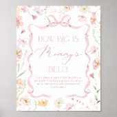 How big is belly Pink Wildflower Baby shower Poster (Vorne)