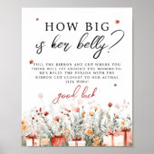 How big is her belly Merry Baby Shower Game sign Poster (Vorne)