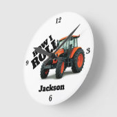 "How I Roll" mit Orange Farm Traktor Runde Wanduhr (Winkel)