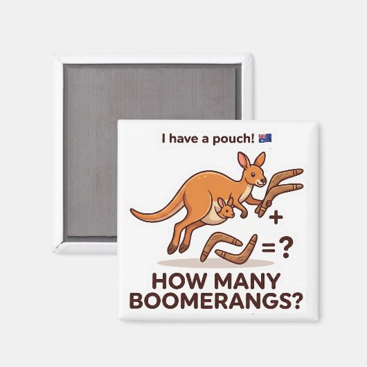 How Many Boomerangs? Kangaroo Math Game Magnet (Vorderseite/Rückseite)