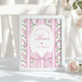 How many Bows Guessing Game Coquette Bow Pink Poster