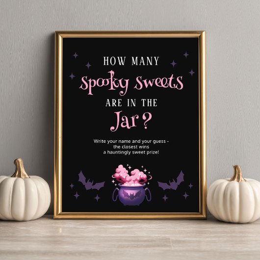 How Many Candies Halloween Baby Shower Game Poster
