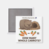 How Many Carrots? Wombat Math Subtraction Game Magnet (Vorderseite/Rückseite)