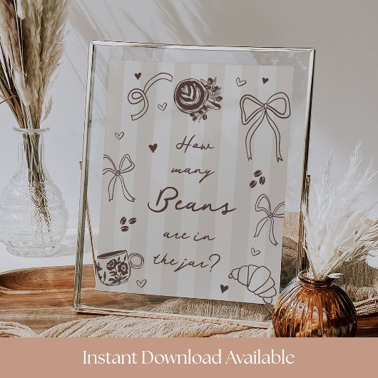 How Many Coffee Beans Guessing Game Sign Poster