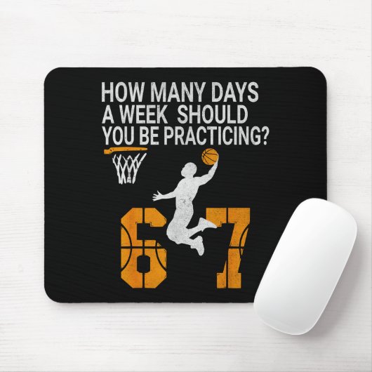 How Many Days Funny 67 Meme Basketball Practicing  Mousepad (Mit Mouse)