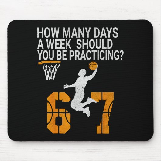 How Many Days Funny 67 Meme Basketball Practicing Mousepad (Vorne)