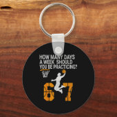 How Many Days Funny 67 Meme Basketball Practicing Schlüsselanhänger (Vorderseite)
