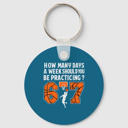 How Many Days Funny 67 Meme Basketball Practicing Schlüsselanhänger (Vorderseite)