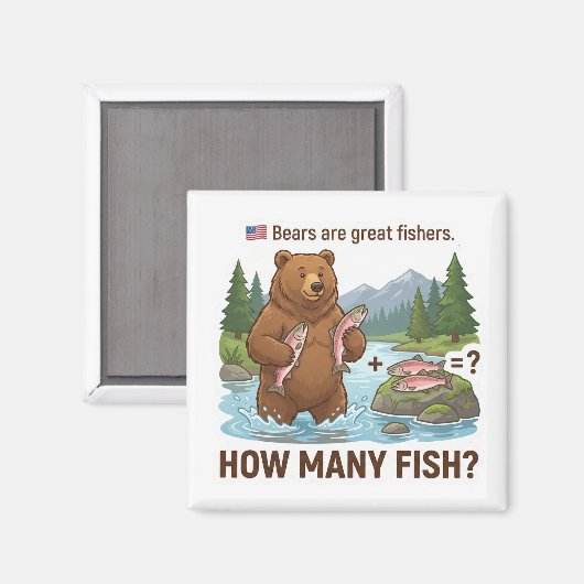 How Many Fish? – Bear Fishing Learning Magnet (Vorderseite/Rückseite)