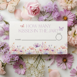 How many kisses Floral Butterfly Bridal Shower  Begleitkarte