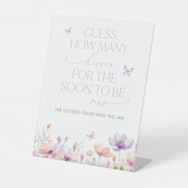 How Many Kisses Sign Bridal Shower Game Butterfly Sockelschild