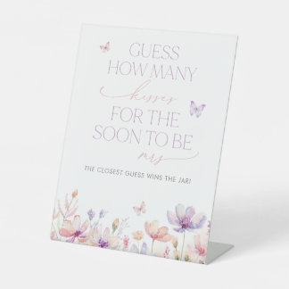 How Many Kisses Sign Bridal Shower Game Butterfly Sockelschild