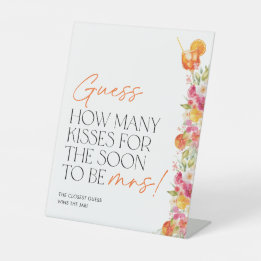 How Many Kisses Sign Bridal Shower Game Spritz Sockelschild