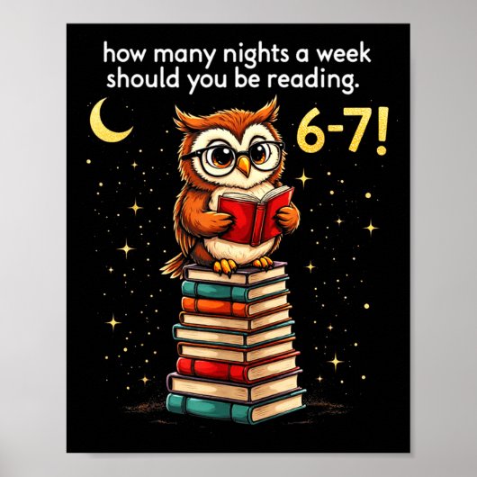 How Many Nights A Week Should You Read_ 6–7 Fun Te Poster (Vorne)