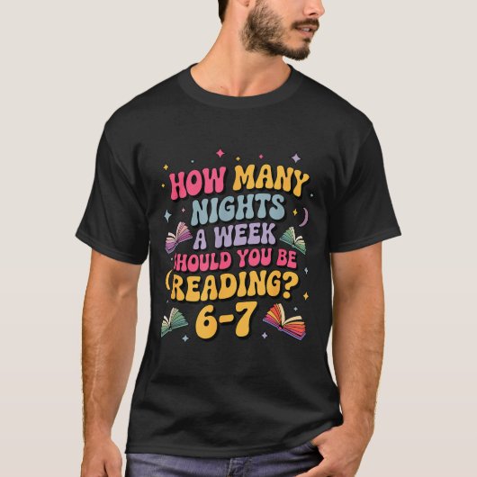 How Many Nights Reading 67 Meme Six Seven Teacher T-Shirt (Vorderseite)