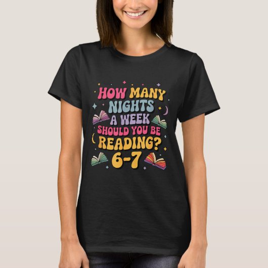 How Many Nights Reading 67 Meme Six Seven Teacher T-Shirt (Vorderseite)