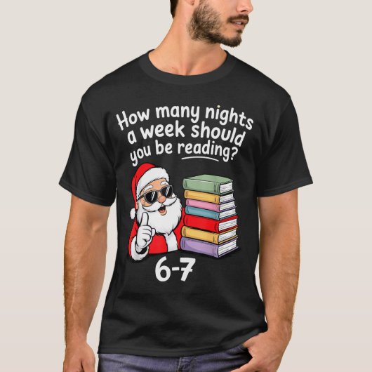 How Many Nights Reading Teacher 67 Christmas Six S T-Shirt (Vorderseite)