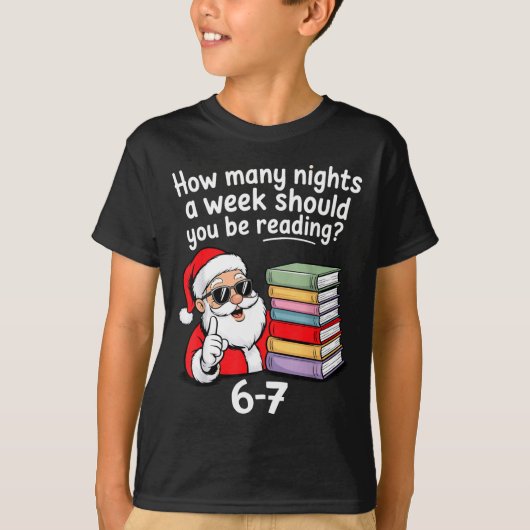 How Many Nights Reading Teacher 67 Christmas Six S T-Shirt (Vorderseite)