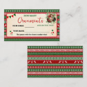 How Many Ornaments Game Ugly Sweater Card Platzkarte (Vorne/Hinten)