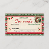 How Many Ornaments Game Ugly Sweater Card Platzkarte (Vorderseite)