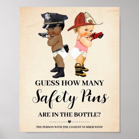 How Many Safety Pins Game Little Recruit Shower Poster (Vorne)