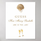 How Many Seashells Bridal Shower Game Sign Poster (Vorne)