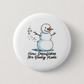How Snowflakes Are Really Made Snowman Christmas J Button (Vorderseite)