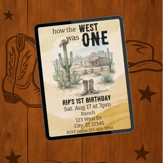 How the West was ONE, western 1st Birthday Einladung