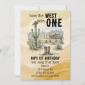 How the West was ONE, western 1st Birthday Einladung (Vorderseite)