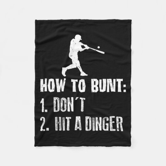 How To Bunt Don't Hit A Dinger Funny Baseball  Fleecedecke (Vorderseite)