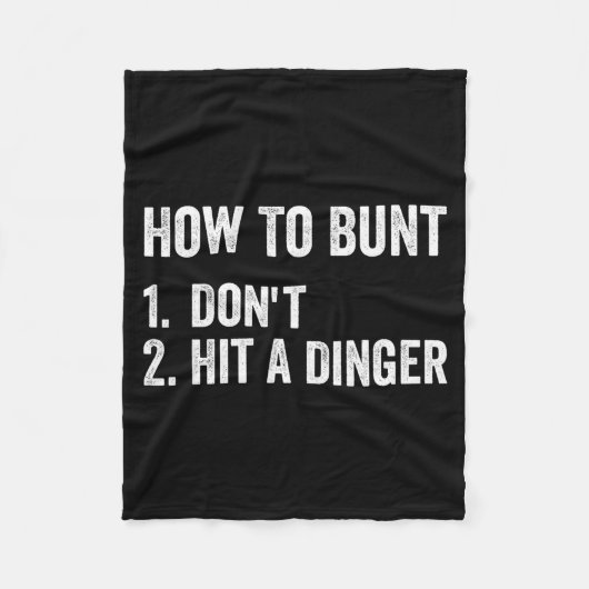 How To Bunt Don't Hit A Dinger Funny Baseball Soft Fleecedecke (Vorderseite)