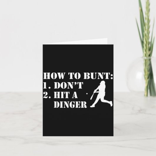 How To Bunt Don't Hit A Dinger Funny Baseball Soft Karte (Vorderseite)