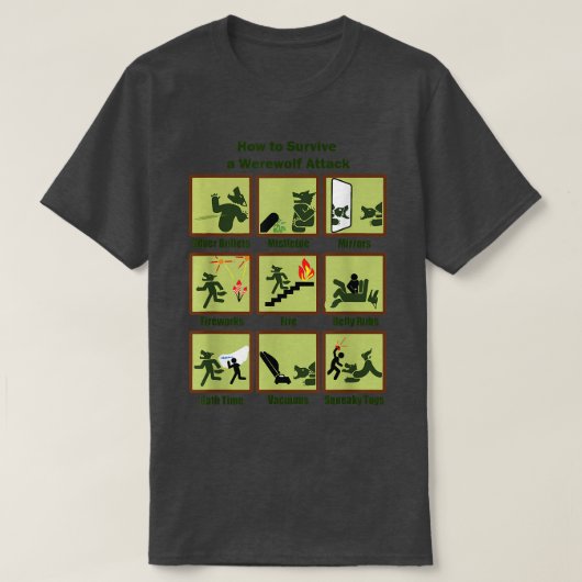 How To Survive A Werewolf Attack Funny Apparel T-Shirt (Design vorne)