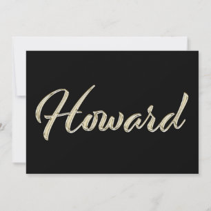 Howard Name white gold Handwriting Karte