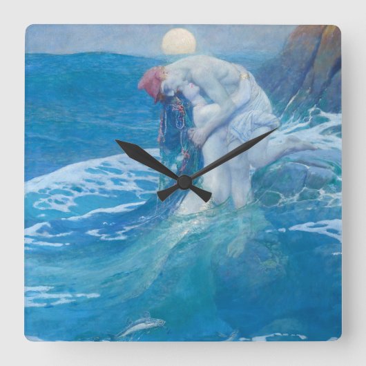 Howard Pyle - Die Meerjungfrau Quadratische Wanduhr (Vorderseite)